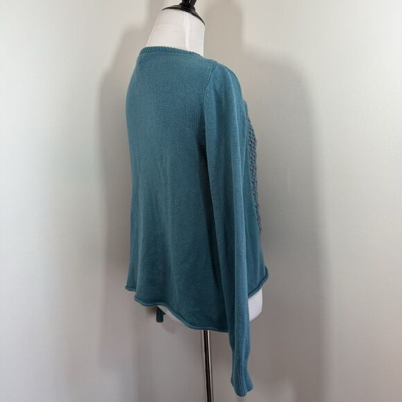 Sundance Sweater S Silk Blend Crochet Knit Boho Teal 90s Classic Quiet Luxury - Picture 3 of 10